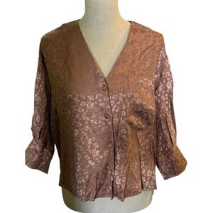No. 6 Store Turin Medium brown jacquard top
